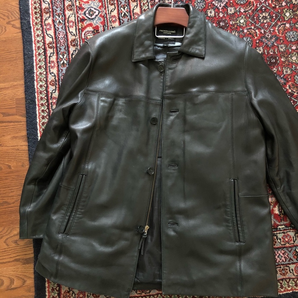 Black leather coat